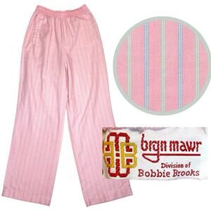 Vintage Bryn Mawr Pastel Stripe Pants S Pink Softcore Spring Summer Easter Retro